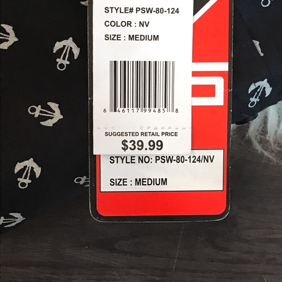 Men's NWT Navy Blue Anchor Short Sleeve Button-Up - Picture 2 of 3